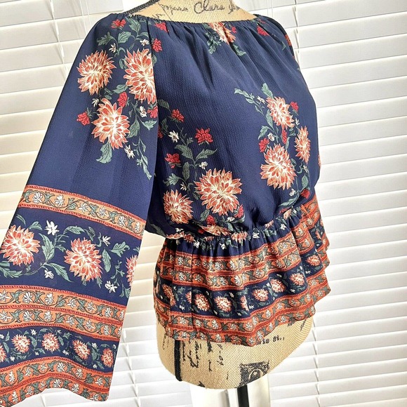 Anthropologie Flutter By Dance & Marvel Floral Off Shoulder Sz Small Blouse Top - Picture 9 of 13